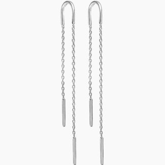 Hoop Chain Earring - Silver - ENAMEL - Sølv One Size