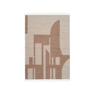 KRISTINA DAM STUDIO Contemporary Kelim gulvtæppe - brun uld og bomuld (200x140)