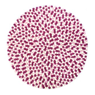 Kugletæppe i 100% ren Nepal uld -Pink multifarvet