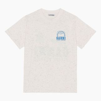 Melange Dotted Cotton Relaxed T-shirt T3715 - Egret - GANNI - Hvid XS