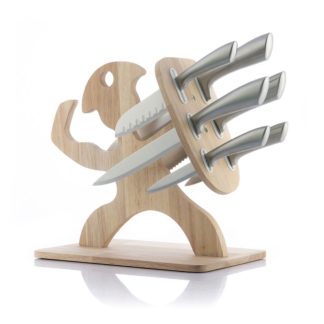 SPARTAN Knivesæt med træblok i 7 dele