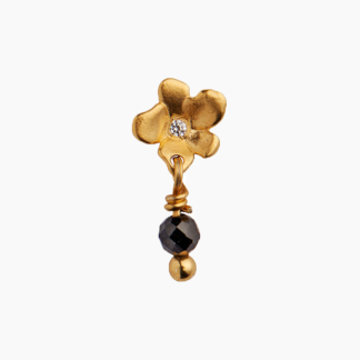 Tres Petit Garden Flower Earring w/ Black Spinel - Gold - Stine A - Guld One Size