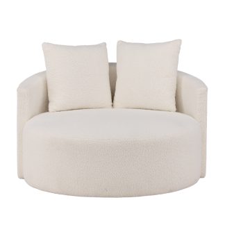 VENTURE DESIGN Kelso 2 pers. sofa, m. 2 puder - hvid bamsestof polyester og fyrretræ