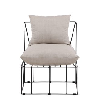 VENTURE DESIGN Livonia loungestol - beige polyester og sort stål