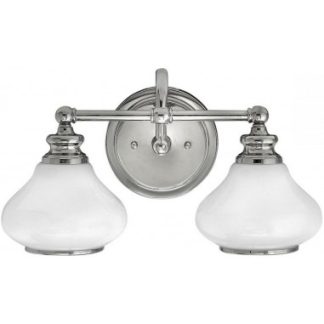 Ainsley Badeværelseslampe i stål og glas B40,6 cm 2 x G9 LED - Poleret krom/Opalhvid