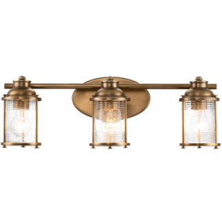 Ashland Bay Badeværelseslampe i stål og glas B61 cm 3 x E27 - Messing/Klar dråbeeffekt