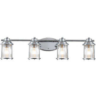 Ashland Bay Badeværelseslampe i stål og glas B85,8 cm 4 x E27 - Poleret krom/Klar dråbeeffekt