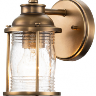 Ashland Bay Badeværelseslampe i stål og glas H20,6 cm 1 x E27 - Messing/Klar dråbeeffekt