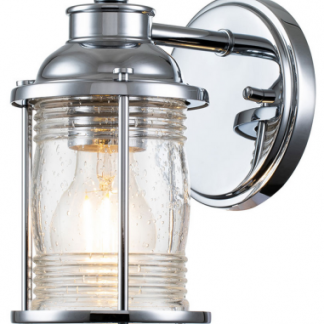 Ashland Bay Badeværelseslampe i stål og glas H20,6 cm 1 x E27 - Poleret krom/Klar dråbeeffekt