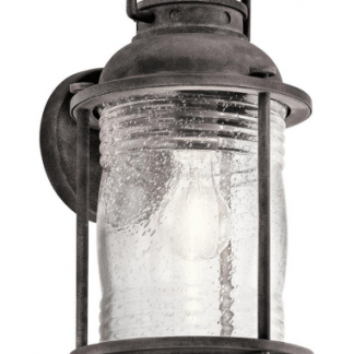 Ashland Bay Udendørs væglampe i stål og glas H34,6 cm 1 x E27 - Antik zink/Klar dråbeeffekt