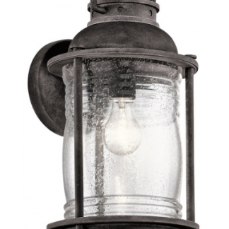 Ashland Bay Udendørs væglampe i stål og glas H40,4 cm 1 x E27 - Antik zink/Klar dråbeeffekt