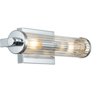Azores Badeværelseslampe i stål og glas B40,7 cm 2 x E14 - Poleret krom/Klar rillet