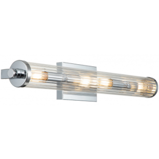 Azores Badeværelseslampe i stål og glas B69,1 cm 4 x E14 - Poleret krom/Klar rillet