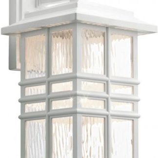 Beacon Square Udendørs væglampe i komposit og glas H35,9 cm 1 x E27 - Hvid/Klar bølget