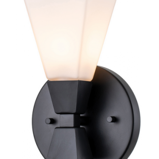 Bowtie Badeværelseslampe i stål og opalglas H24,8 cm 1 x G9 LED - Mat sort/Opalhvid