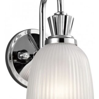 Cora Badeværelseslampe i stål og glas B12,7 cm 1 x G9 LED - Poleret krom/Hvidtet rillet