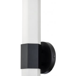 Facet Badeværelseslampe i stål og opalglas H35,6 cm 1 x 12W LED - Sort/Mat opalhvid