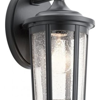 Fairfield Væglampe i aluminium og glas H27,9 cm 1 x E27 - Mat sort/Klar med dråbeeffekt