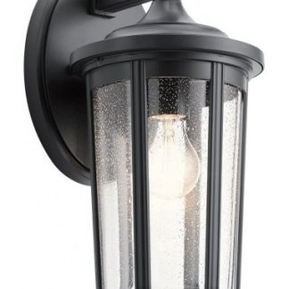 Fairfield Væglampe i aluminium og glas H37,1 cm 1 x E27 - Mat sort/Klar med dråbeeffekt