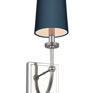 Felixstowe Badeværelseslampe i stål og tekstil H40,6 cm 1 x G9 LED - Poleret krom/Blå
