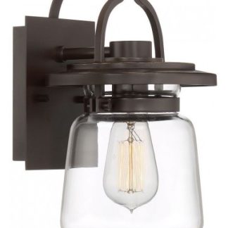 Lasalle Væglampe i aluminium og glas H29,6 cm 1 x E27 - Antik brun/Klar