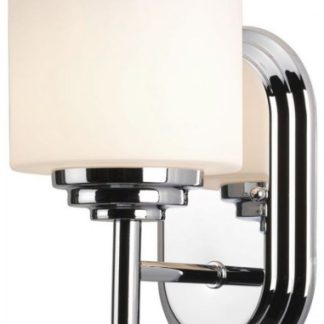 Malibu Badeværelseslampe i stål og glas B12,8 cm 1 x G9 LED - Poleret krom/Opalhvid