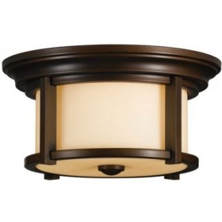 Merrill Udendørs loftlampe i stål og glas Ø33 cm 2 x E27 - Antik bronze/Matteret rav