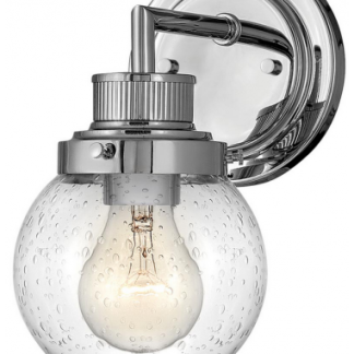 Poppy Badeværelseslampe i stål og glas H23,7 cm 1 x E27 - Poleret krom/Klar med dråbeeffekt