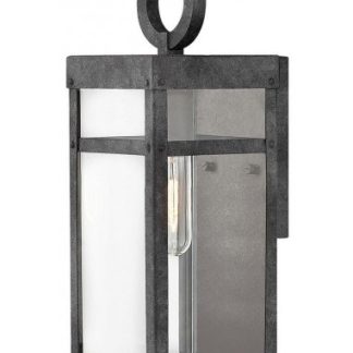Porter Væglampe i aluminium og glas H33,6 cm 1 x E27 - Antik zink/Klar
