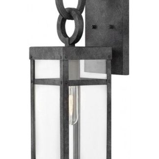 Porter Væglampe i aluminium og glas H47,4 cm 1 x E27 - Antik zink/Klar
