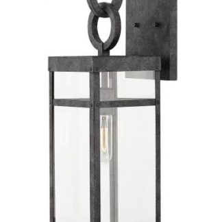 Porter Væglampe i aluminium og glas H56,4 cm 1 x E27 - Antik zink/Klar