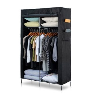 RACK Wardrobe - Garderobe i tekstil - 106x45x170cm - Sort