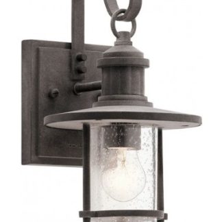 Riverwood Udendørs væglampe i aluminium og glas H31,7 cm 1 x E27 - Antik zink/Klar med dråbeeffekt