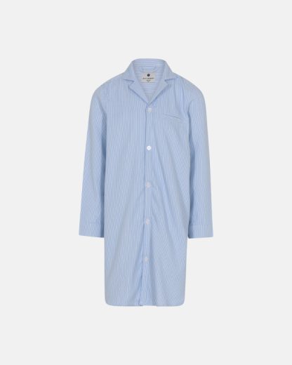 Skjorte-natkjole | bambus | blå/hvid strib