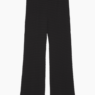 Stretch Seersucker Cropped Pants F8299 - Black - GANNI - Sort XS