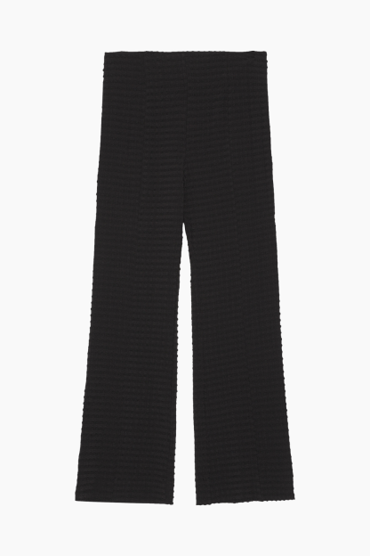 Stretch Seersucker Cropped Pants F8299 - Black - GANNI - Sort XS