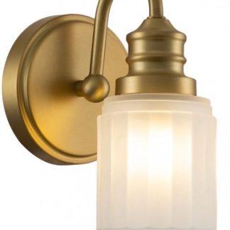 Swell Badeværelseslampe i stål og glas B12,7 cm 1 x G9 LED - Børstet messing/Hvidtet