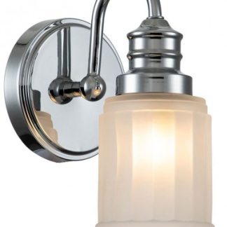 Swell Badeværelseslampe i stål og glas B12,7 cm 1 x G9 LED - Poleret krom/Hvidtet
