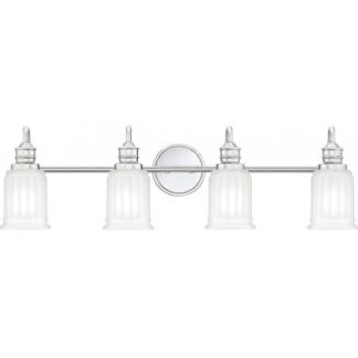 Swell Badeværelseslampe i stål og glas B81,3 cm 4 x G9 LED - Poleret krom/Hvidtet