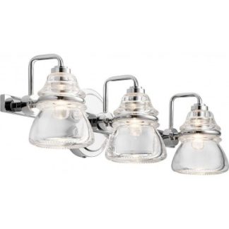 Talland Badeværelseslampe i stål og glas B55,9 cm 3 x G9 LED - Poleret krom/Klar