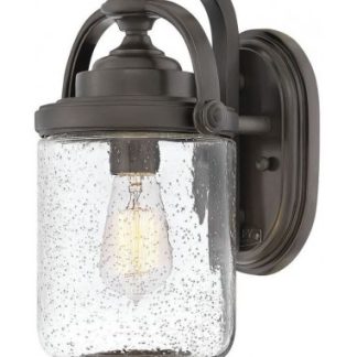 Willoughby Udendørs væglampe i komposit og glas H35,5 cm 1 x E27 - Antik bronze/Klar med dråbeeffekt