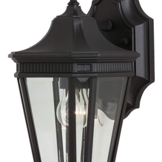 Cotswold Lane Udendørs væglampe i aluminium og glas H29,2 cm 1 x E27 - Mat sort/Klar