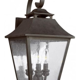 Galena Udendørs væglampe i stål og glas H48,9 cm 3 x E14 - Antik brun/Klar med dråbeeffekt