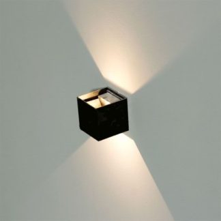 V-Tac 5W LED sort væglampe - Firkantet, justerbar spredning, IP65 udendørs, 230V, inkl. lyskilde - Dæmpbar : Ved tilkøb, Kulør : Varm