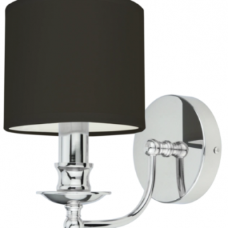 Abu Dhabi Væglampe i metal og tekstil H25 cm 1 x E14 - Krom/Sort