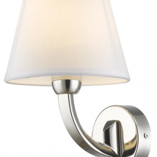 Atlanta Væglampe i metal og tekstil H24 cm 1 x E14 - Sølv/Hvid