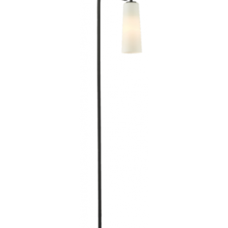 BOW Gulvlampe i marmor og stål H150 cm 1 x E27 - Mat sort/Opalhvid