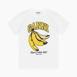 Basic Jersey Banana Relaxed T-Shirt T3861 - Bright White - GANNI - Hvid XXS