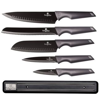 Berlinger Haus - Knivsæt i 6 dele med magnetskinne - Rustfrit stål - Carbon Pro Edition