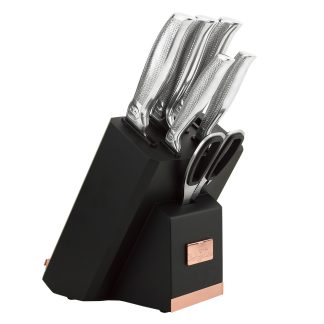 Berlinger Haus - Knivsæt i 8 dele med bordholder - Rustfrit stål - Black Rose Edition